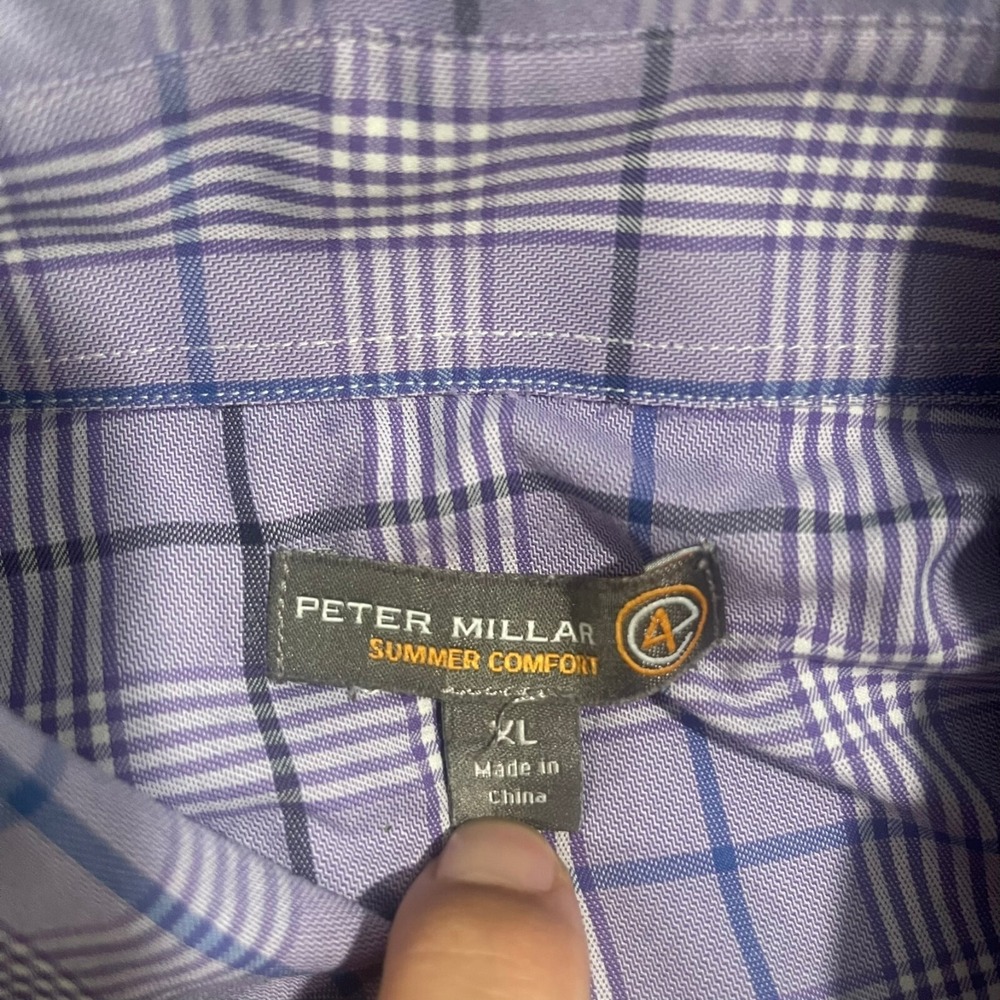 Peter Millar Shirt Mens XL Purple Summer Comfort Plaid Stretch Casual Golf - Picture 3 of 9
